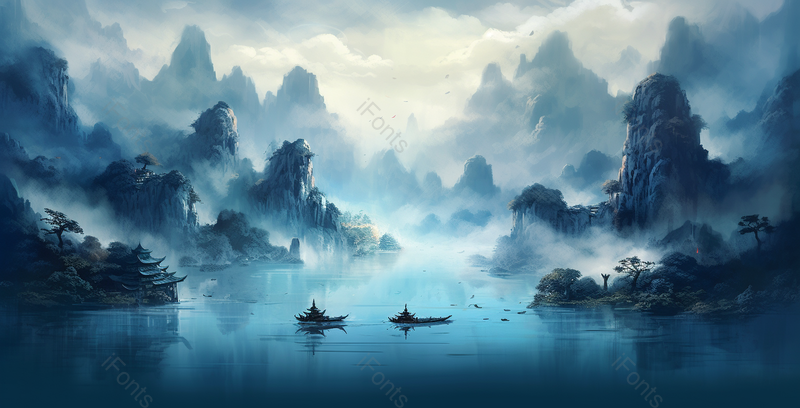 山峦叠嶂山川湖泊景色自然意境中国山水国风水墨画背景,插画/手绘图,插画/手绘图库,插画/手绘图下载,插画/手绘